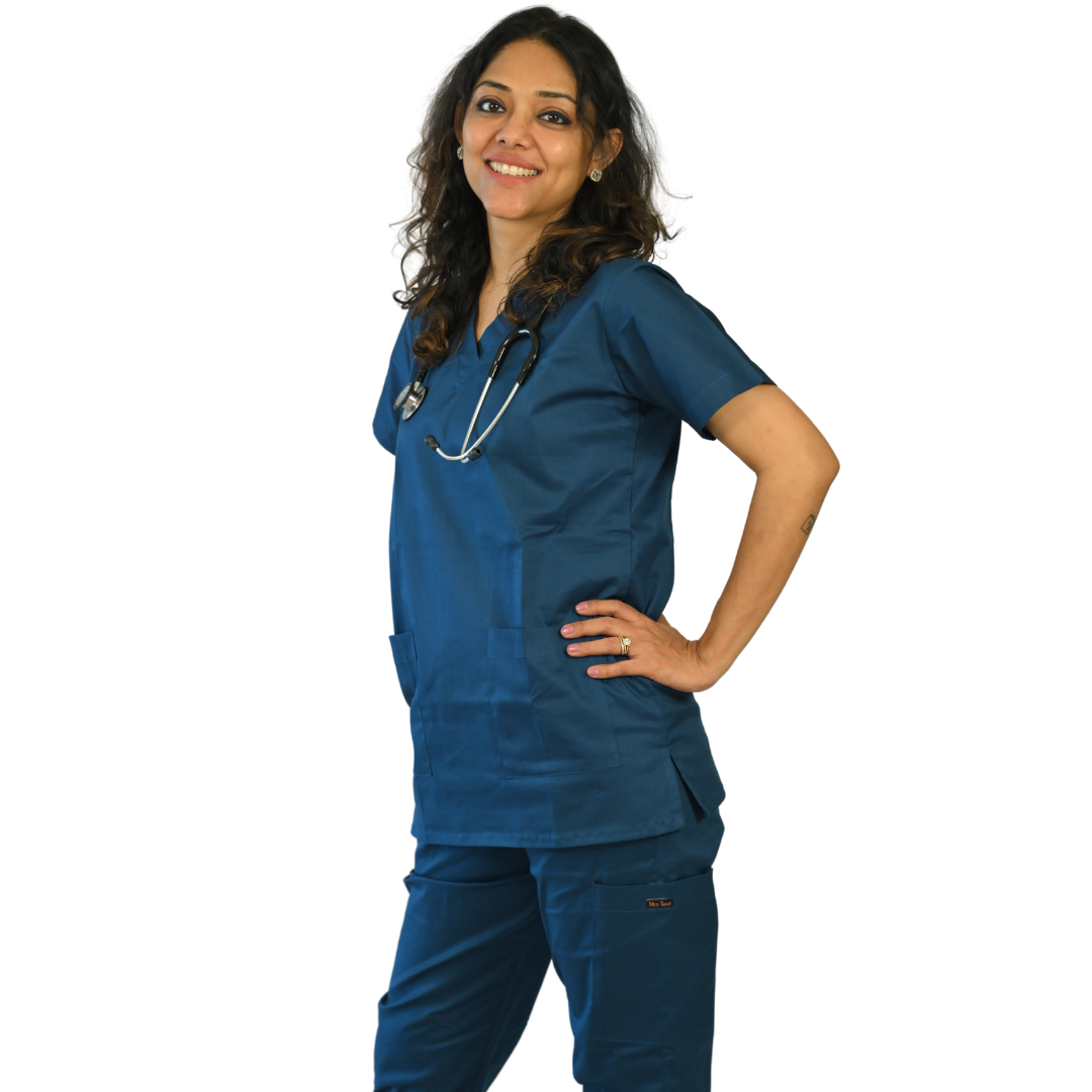Qcmgmg Nursing Scrubs for Women with Two Pockets Short Sleeve Zip