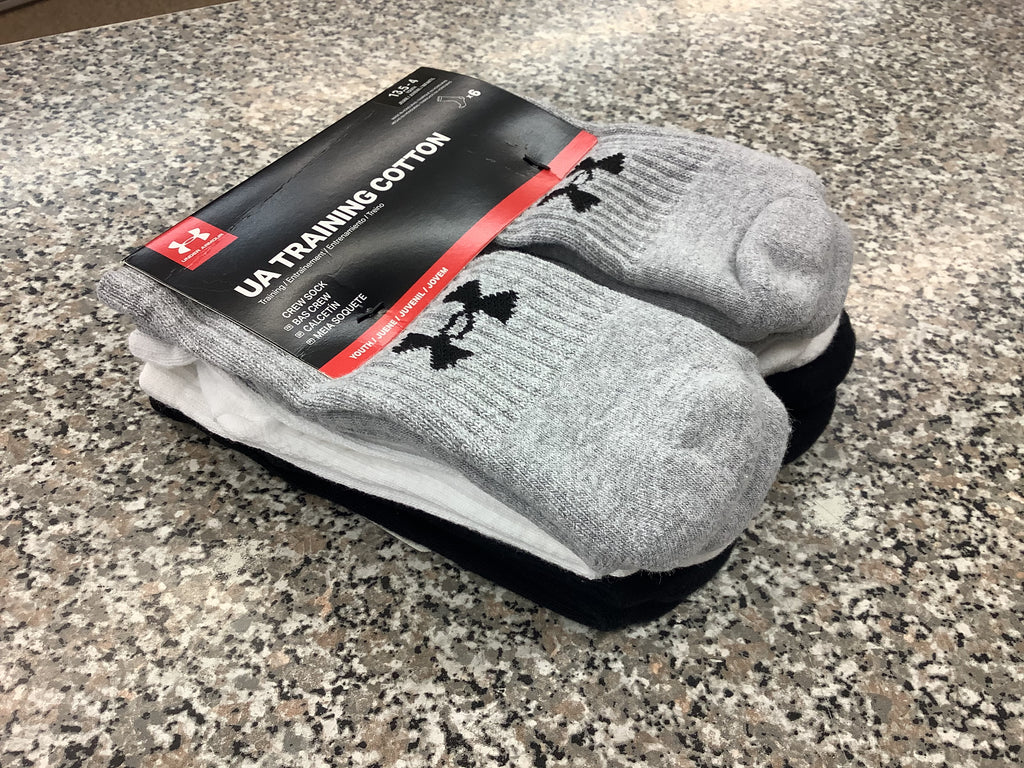 Under Armour Cotton Crew Socks 6pair Black - Large