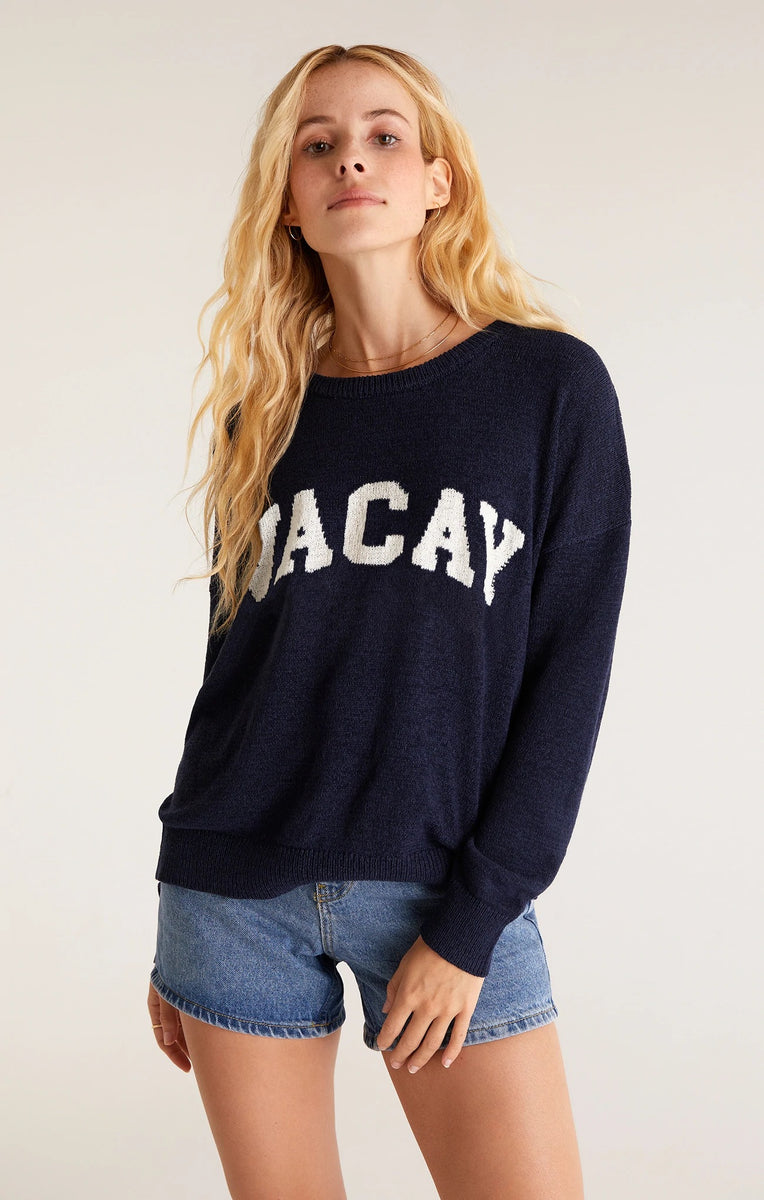 Z Supply Larisa Beach Vacay Sweater- Captain Navy – Athlete's Haven