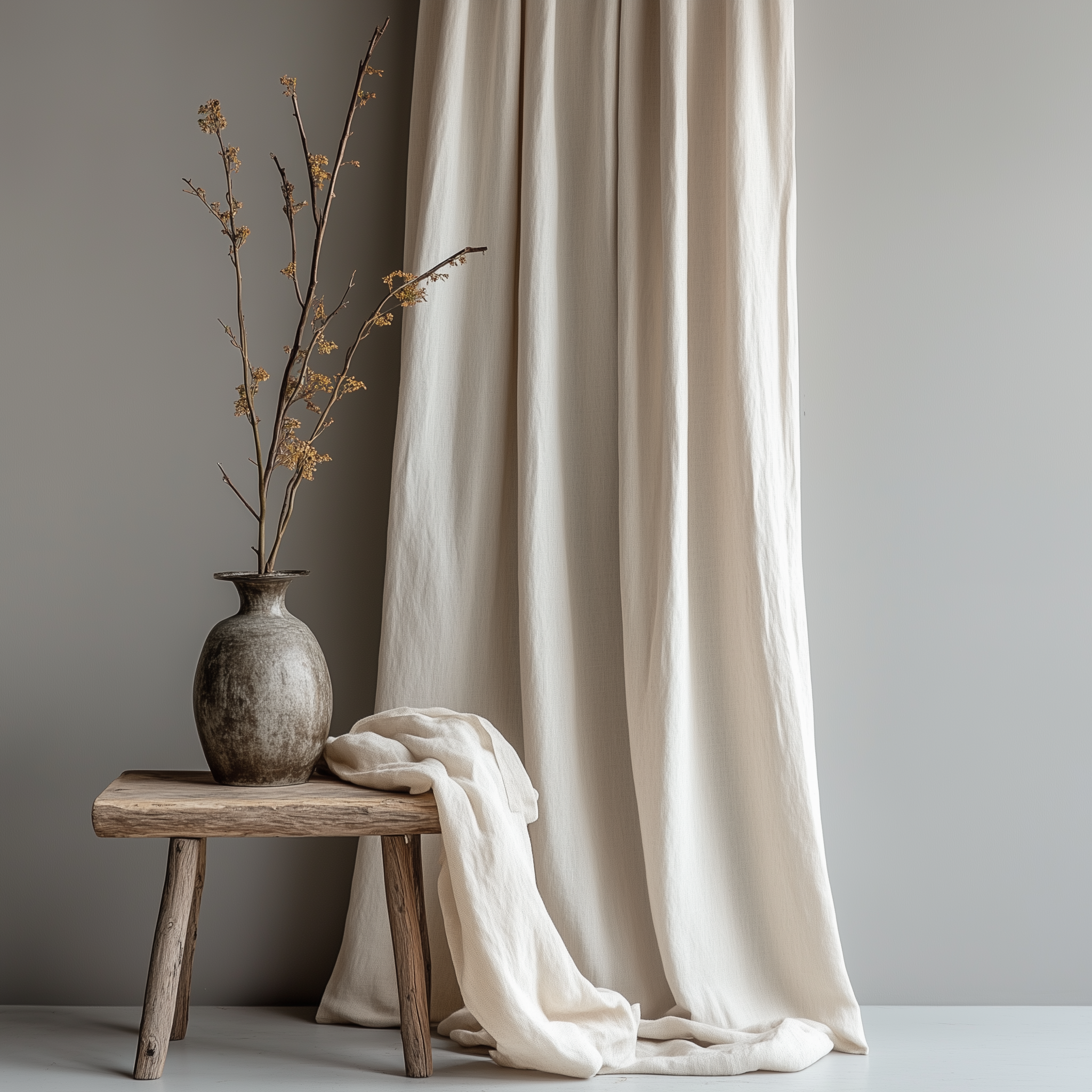 Linen Curtain with Back Tabs
