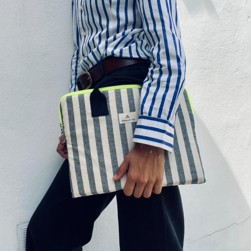 Grey Stripes Maxi Bolsa de Playa Grande - Mywanderstore