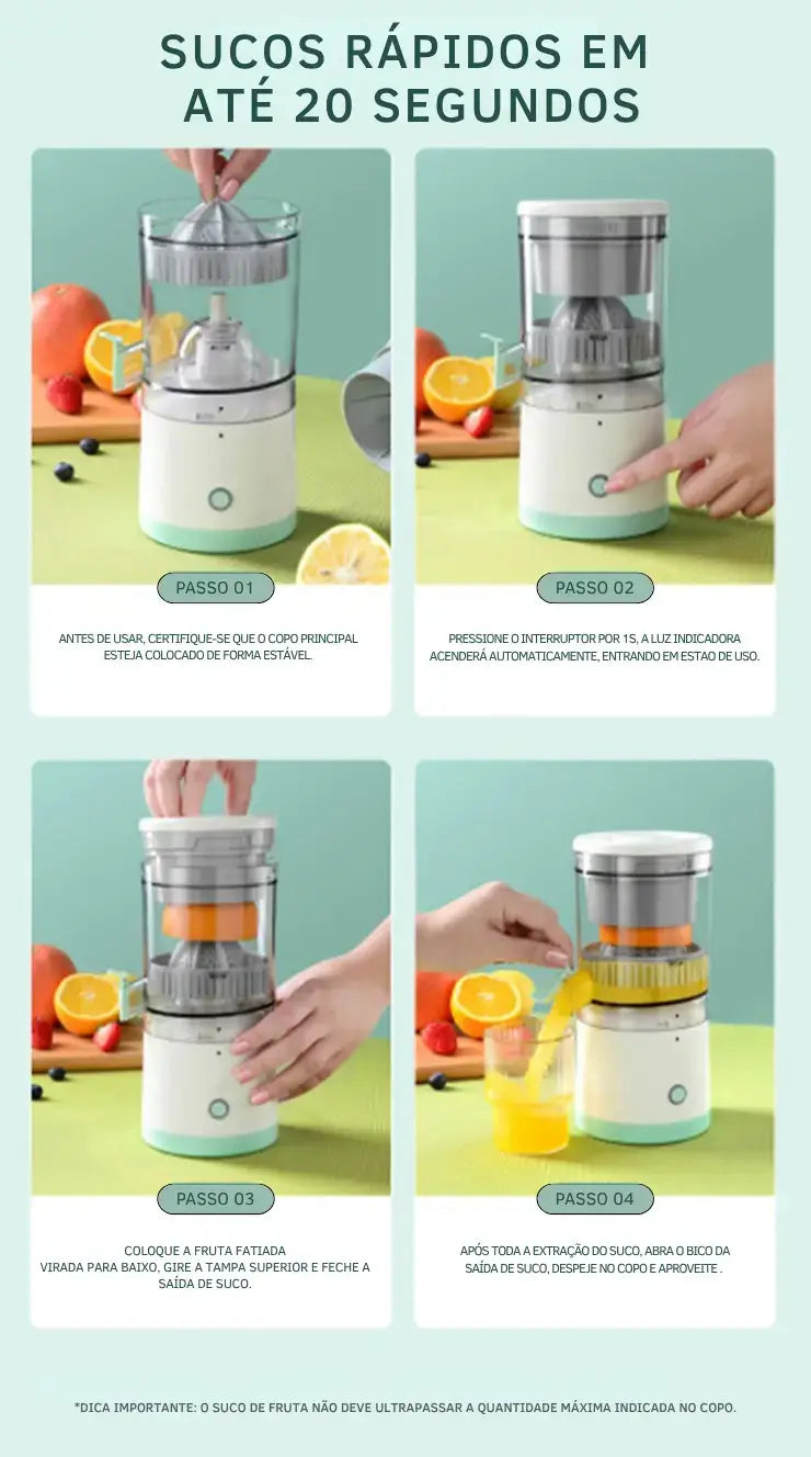 Espremedor de Frutas Elétrico USB Portátil + Bônus Exclusivo