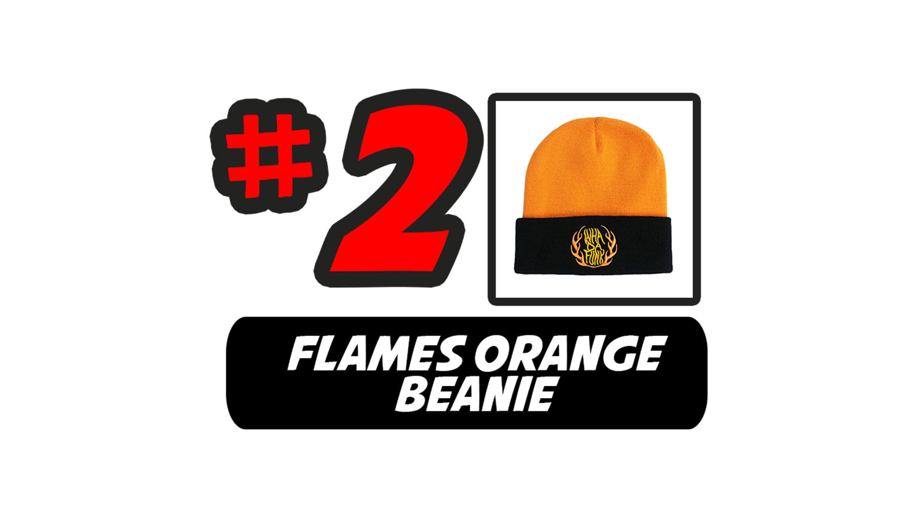 whadafunk flames orange beanie