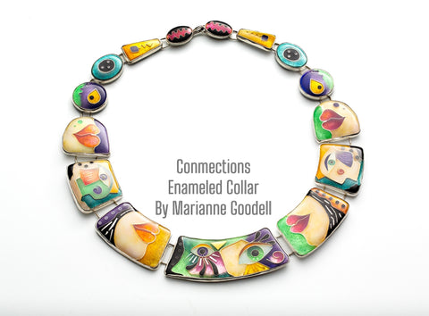 Connections, an enameled necklace made by Marianne Goodell with her line of Silhouette Dies, available at www.TowedStudio.com