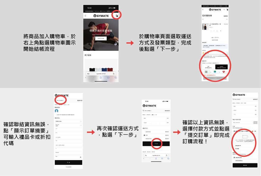 訂購流程(手機版)｜GYMATE