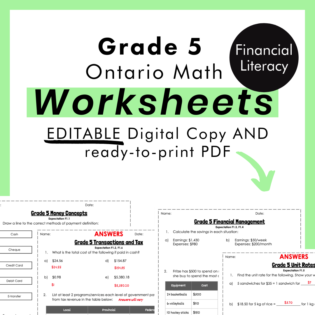 Grade 7 Math Review Ontario