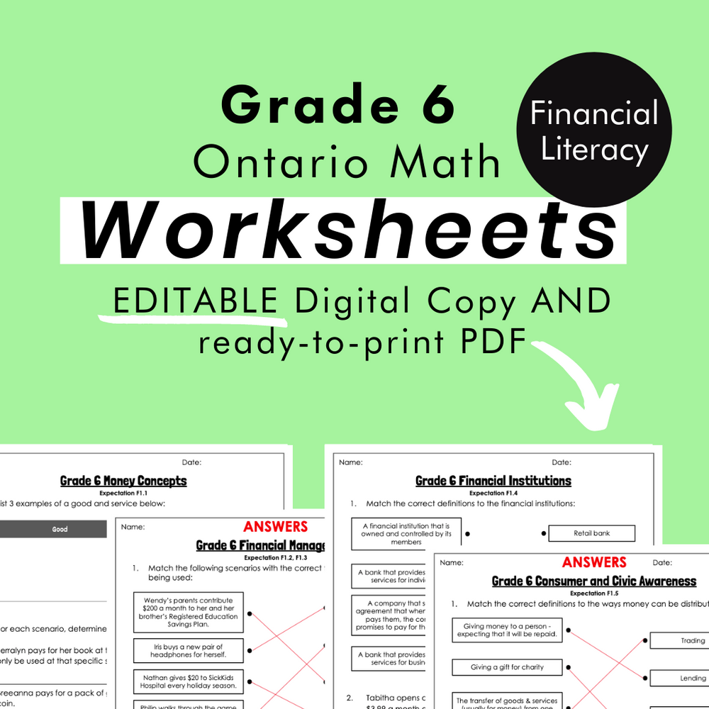 grade 6 ontario math financial literacy pdf editable worksheets my call to teach