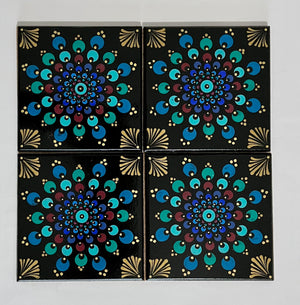 Square Mandala Coasters - Black (set of 4) - GPFineCraftory