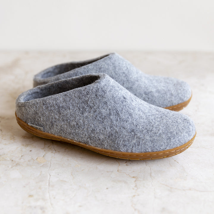 Glerups wool house shoe | grey | rubber 