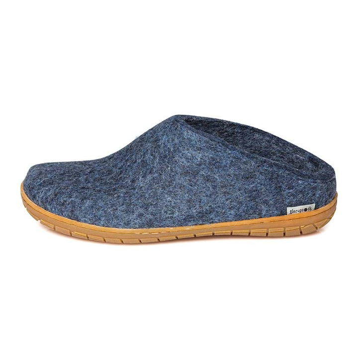 Antage illoyalitet Bortset Glerups wool house shoe | denim | rubber sole – Rough & Tumble