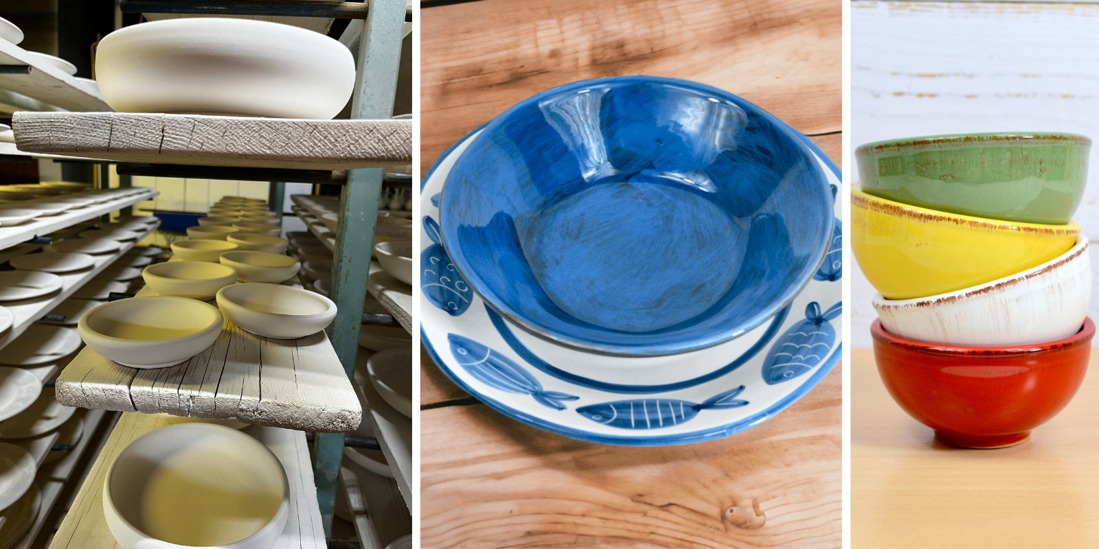 Three photos of ceramics at My Italian Decor