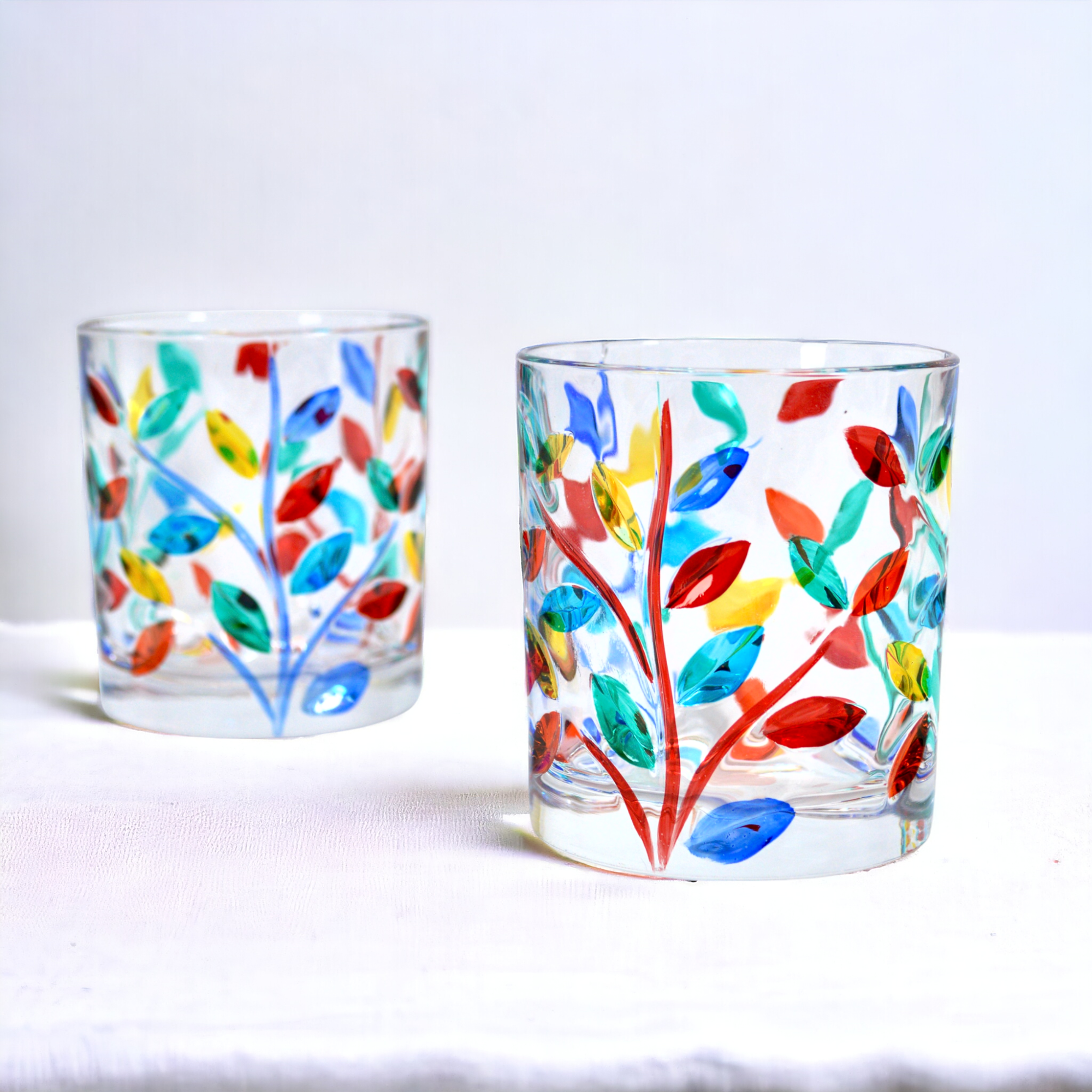 Swatch Tall Drink Glass, Set of 2 Hand-Painted Italian Crystal