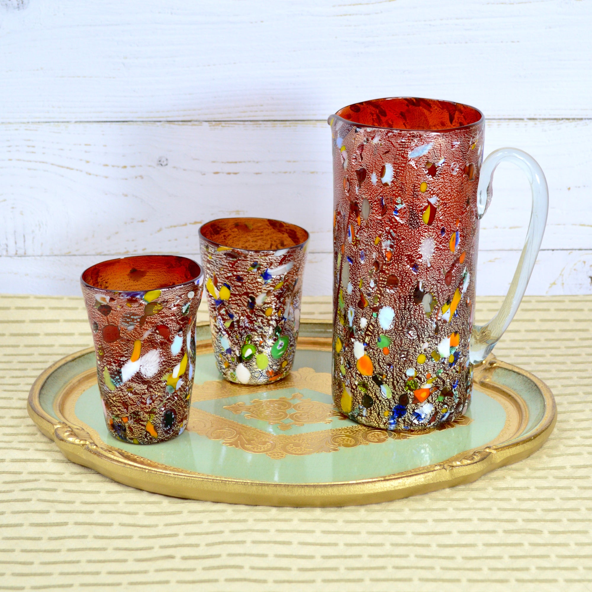 Caribe - Set Di 6 Bicchieri Murano - Goto De Fornasa - Made Murano Glass