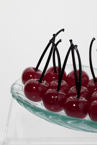murano glass cherries in bowl