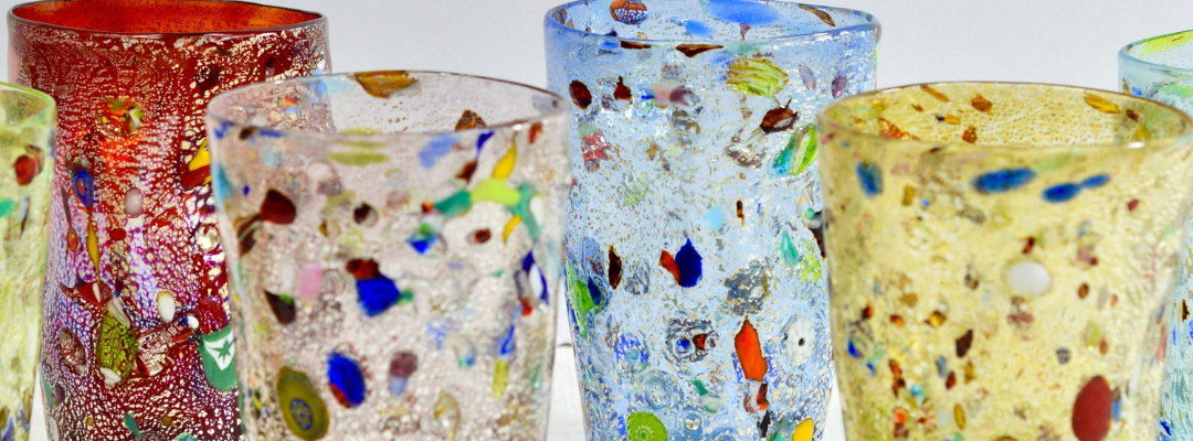 six colors of murano glass tumblers