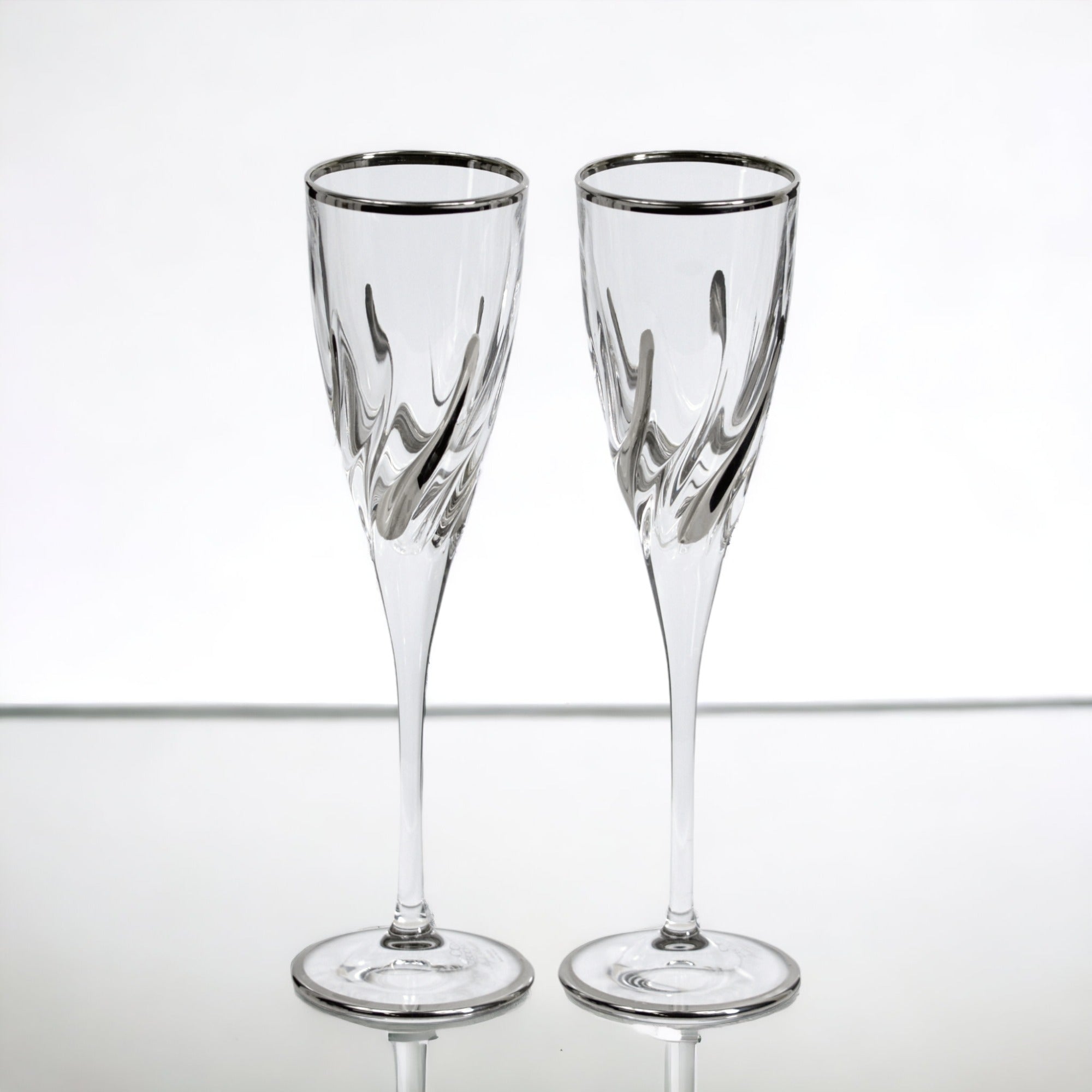 White Vintage Rose Hand Painted Champagne Flutes - 2 Flutes – A