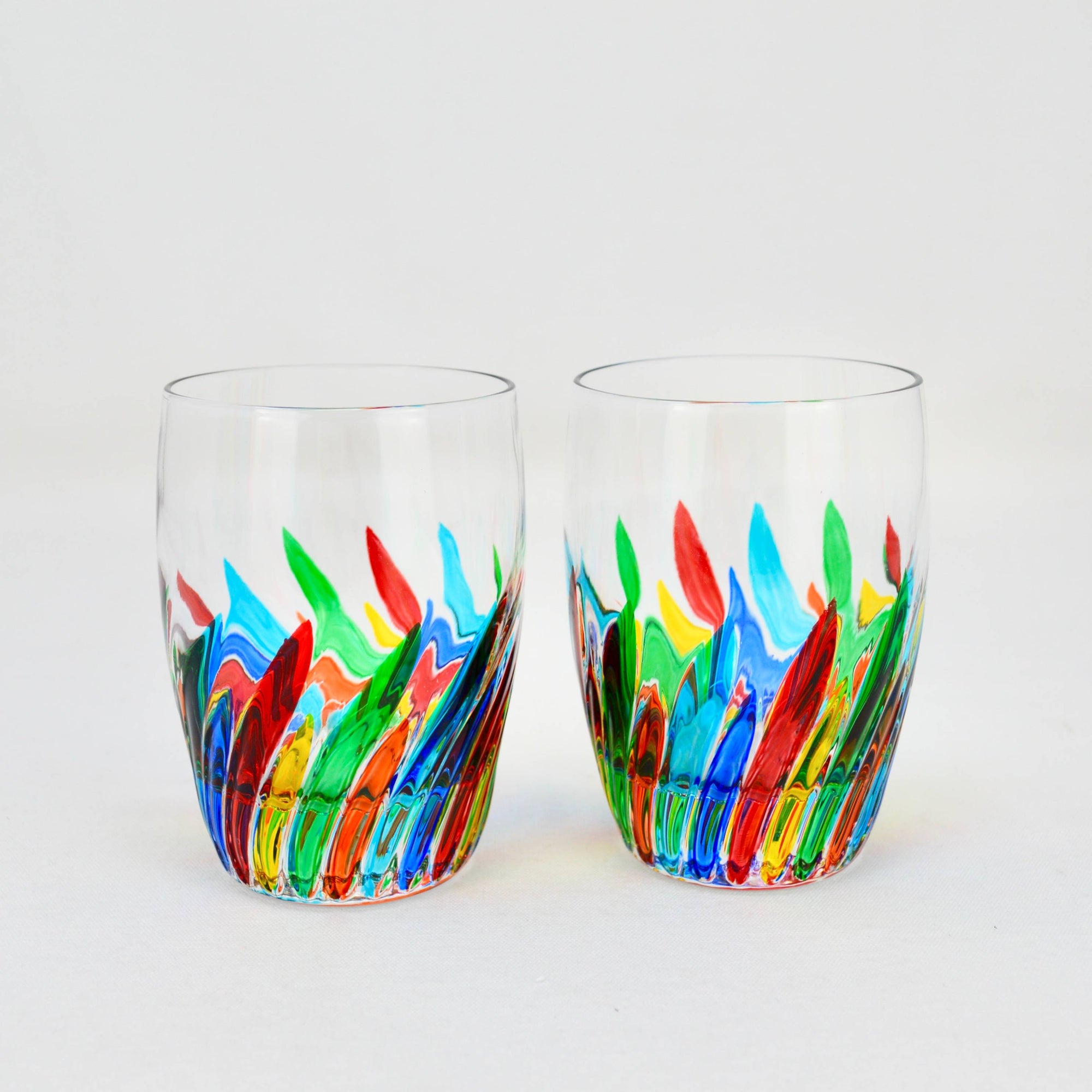 Trix Wine Glasses, Hand-Painted Italian Crystal, Set of 2