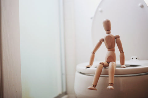 human model on toilet