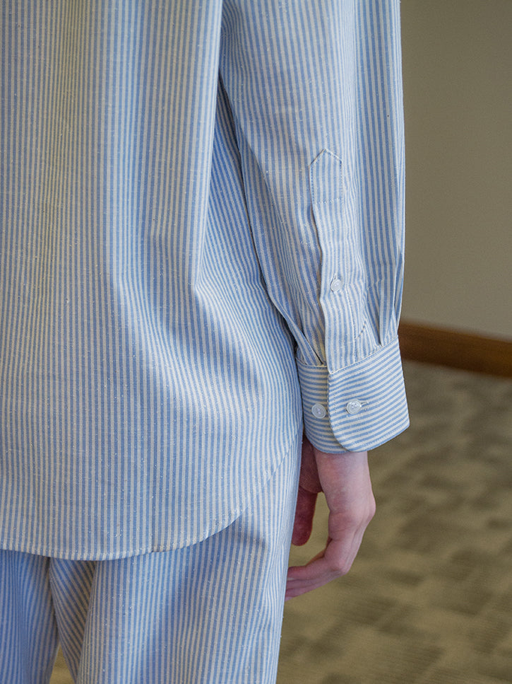 ショッピング特売』 Baserange Ole Shirt in Blue Stripe inspektorat
