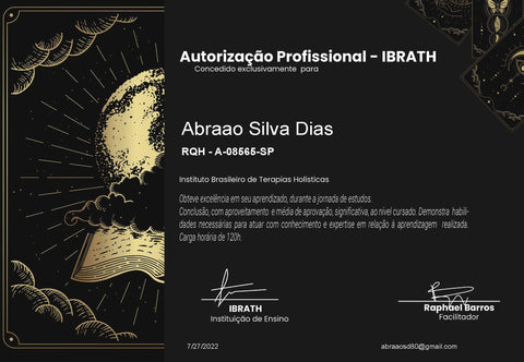 Certificado Formação / Curso Tarot Terapêutico Instituto Brasileiro de Terapias Holísticas®