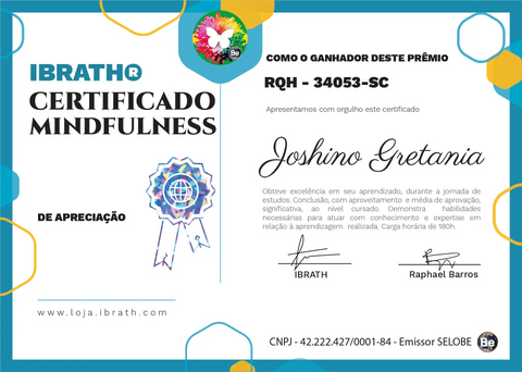 Certificado Curso de Formação Mindfulness