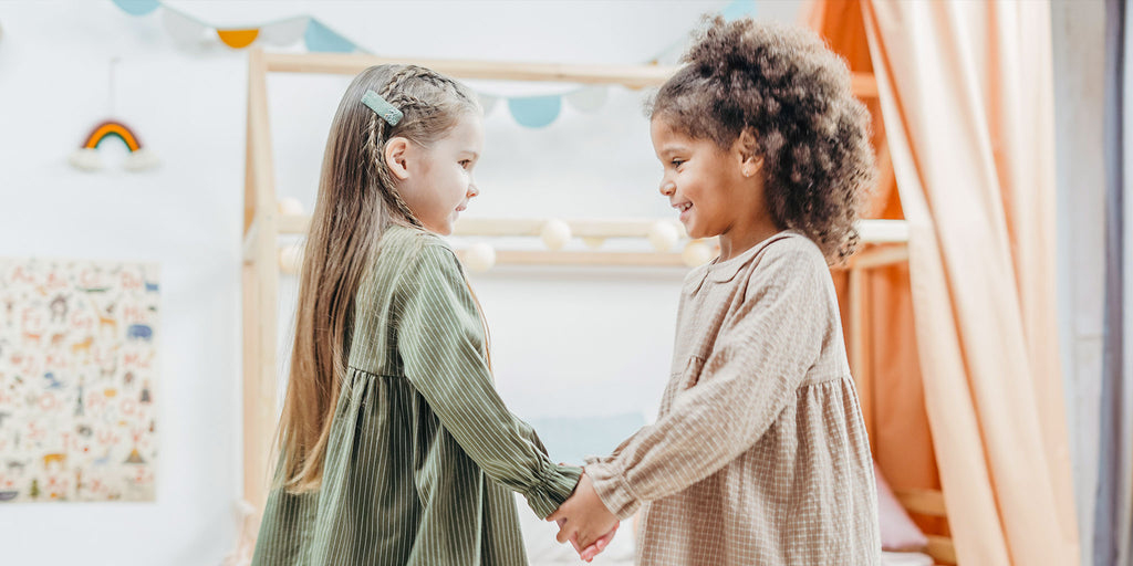 Two girls playing games