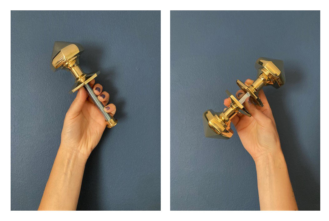 Brass door pull and brass door knobs