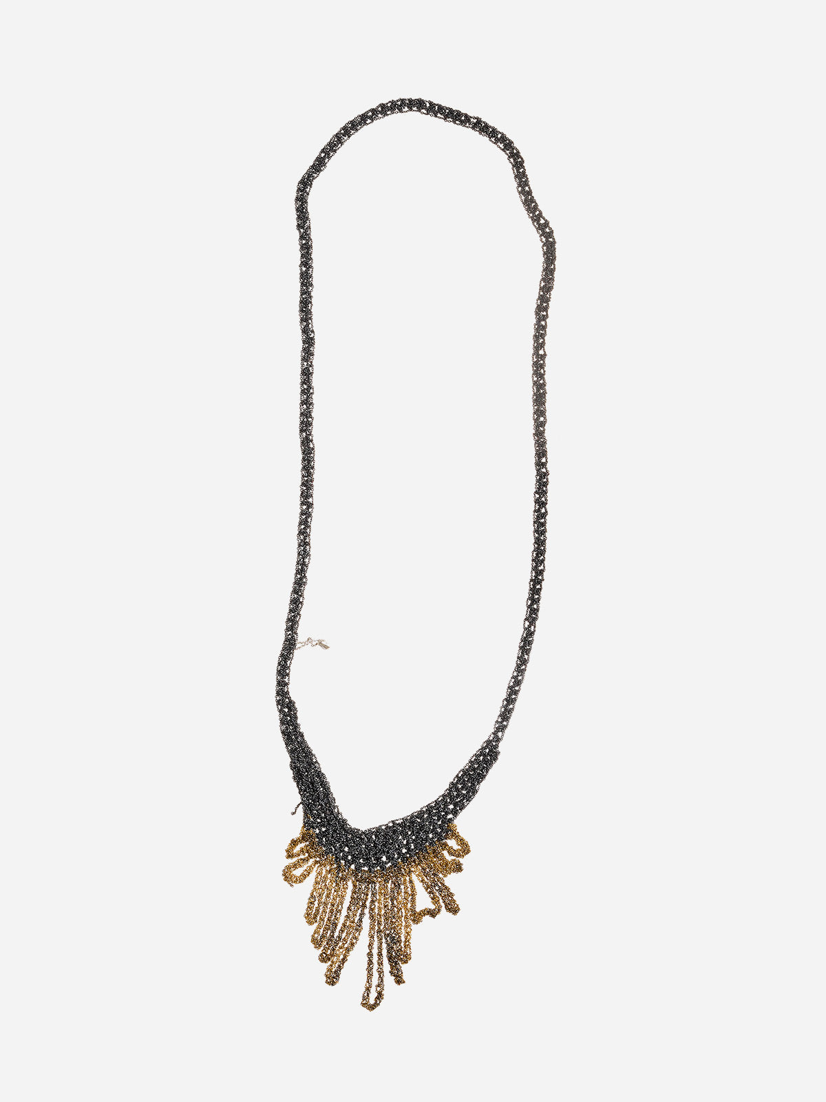 Arielle De Pinto Small Fringe Necklace In Midnight + Burnt Gold