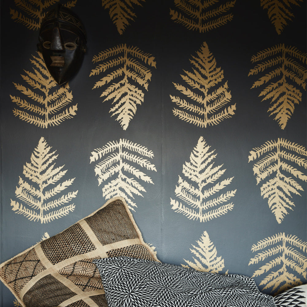 fern wallpaper in charcoal + gold – Erica Tanov