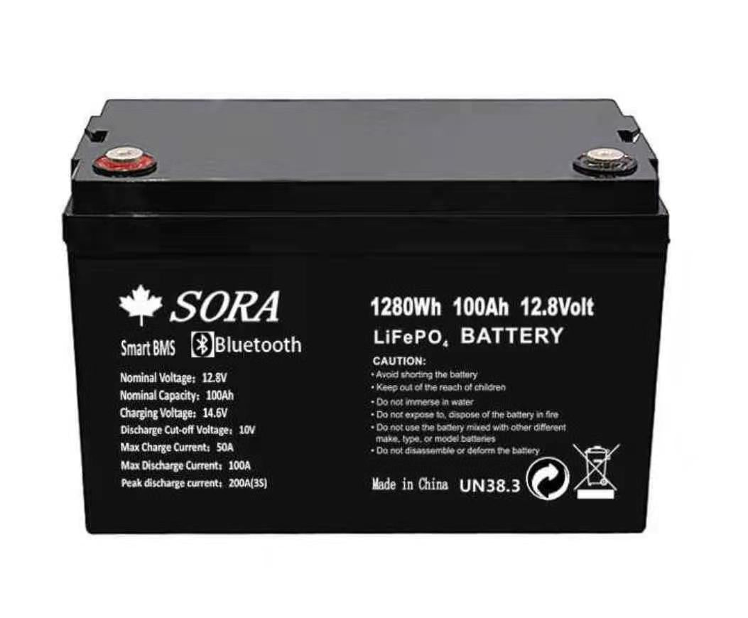 SORA POWER LiFePO4 Smart BMS 12.8V 100Ah Lithium Iron RV, Trailer and nijibikes
