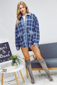 PLAID BUTTON DOWN LONG SLEEVE JACKET