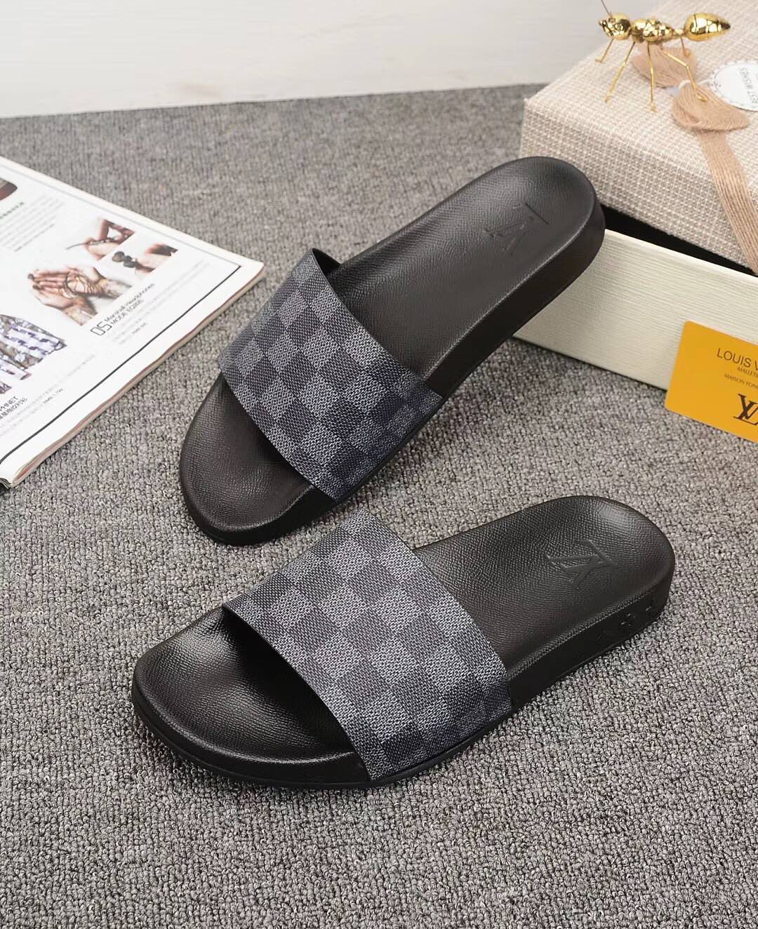 LV Louis Vuitton Men's Leather Sandals