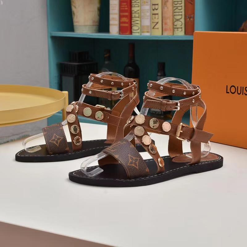 LV Louis Vuitton Women's Leather Sandals