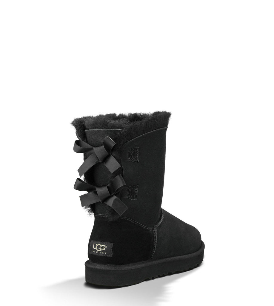 black ugg boots with bows on back