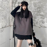 Hoodies women's sleeveless hooded jacket 2020 autumn new Korean version of  retro personality dark function style sweatshirt
