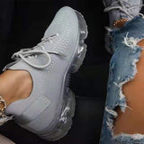 Non-slip Sneakers Knitted Breathable Women's Vulcanized Shoes Lace Up Casual Flat Shoes Female Spring Ladies Running Shoes 2022