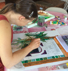 Disabled artist, tazia fawley  hard at work creating artwork for the art rabble website