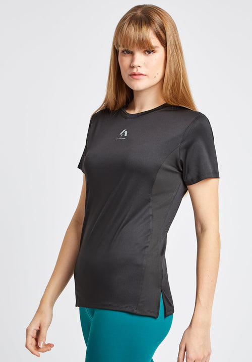  Womens Short Sleeve Workout Tops(Black,XS) : Clothing