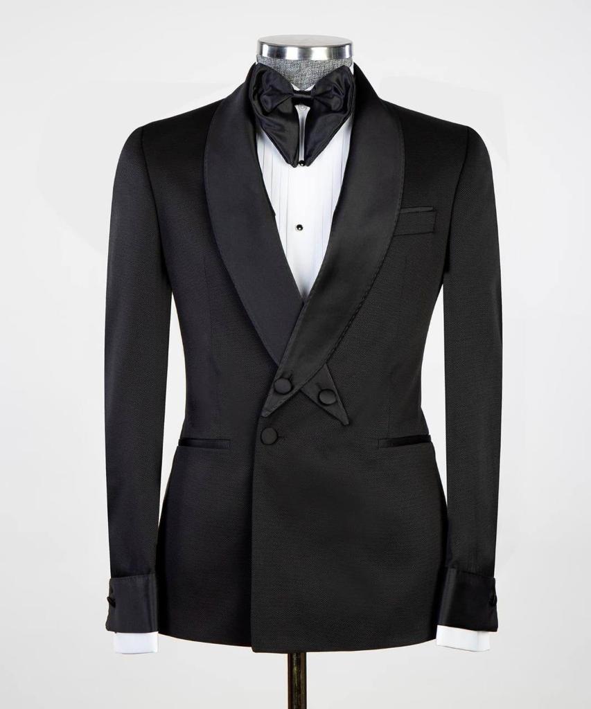 Men's 2 Piece Double Breasted Tuxedo, Suit, Black, Shawl Cross Lapel ...