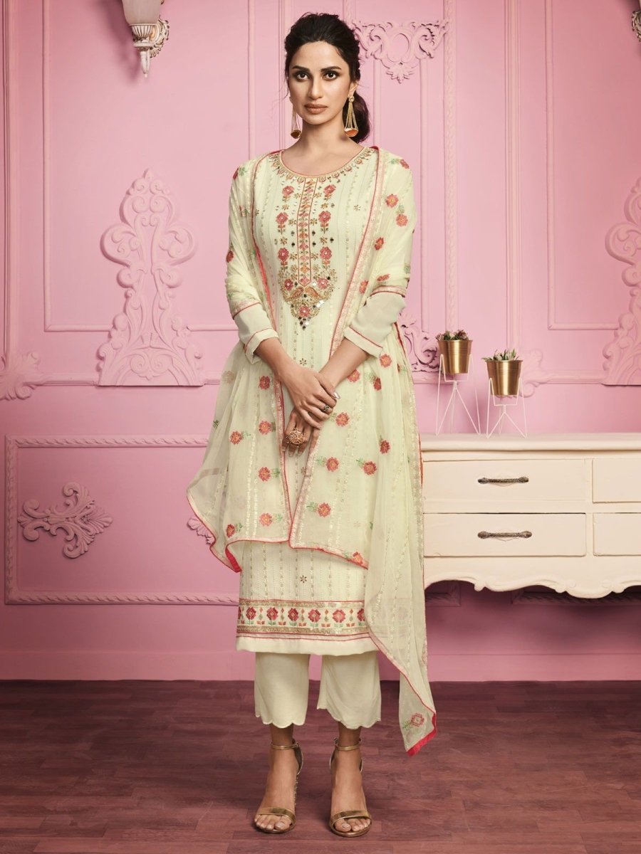 Buy Pink Embroidered Chanderi Kurta with Pants- Set of 2 |  VJ112MAY101/KP/PINK/VJ112MAY | The loom