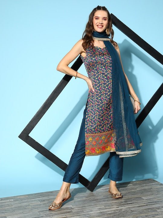 Ethnic Motifs Gotta Patti Kurta With Trousers  With Dupatta Indduscom