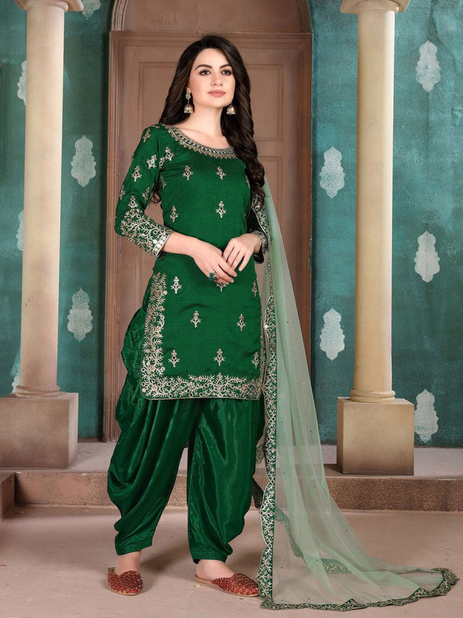 green and white patiala suit