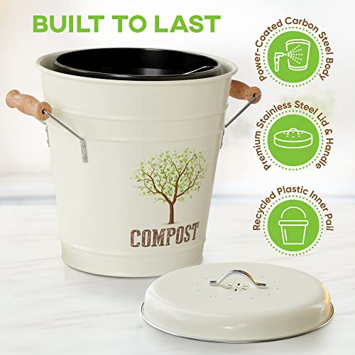 Perfnique Kitchen Compost Bin 1.3 Gallon Countertop Compost Bin with Lid  Indo