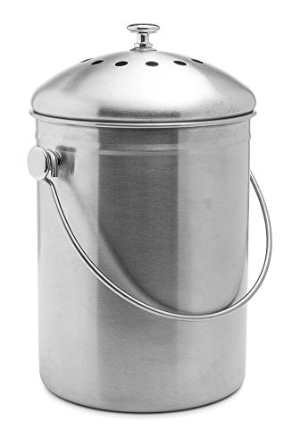 VIVOSUN Indoor 1.3 gal. Stainless Steel Countertop Compost Bin with Lid for Kitchen Food Waste in White