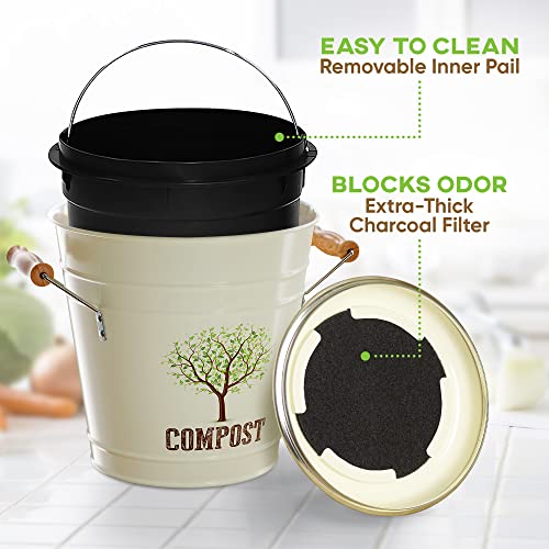 Perfnique Kitchen Compost Bin 1.3 Gallon Countertop Compost Bin with Lid  Indo