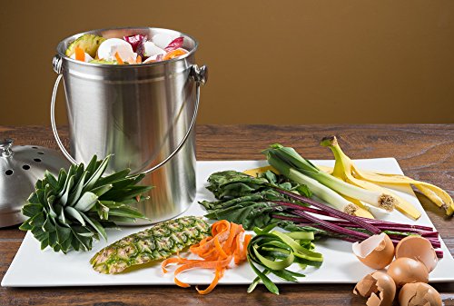 Third Rock Kitchen Compost Bin - 1.3 Gallon Compost Pail with Inner Compost  Bucket Liner - Premium Dual Layer Powder Coated Carbon Steel Countertop