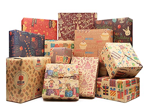  Aimyoo Kraft Floral Wrapping Paper Bundle, Vintage