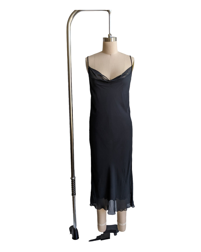 Vintage Gucci Black Silk Midi Slip Dress | Pimbeche Vintage