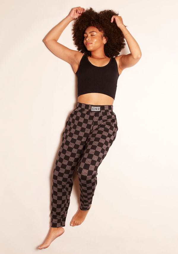 Checkmate - High Waisted Trousers for Women