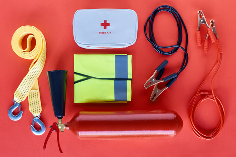 emergency roadside kit with essentials